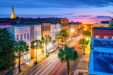 场景美国南卡罗来纳州Charleston市中心城区历史建筑的镇图片