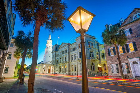 美国南卡罗来纳州Charleston市中心城区历史南部街道美国人图片