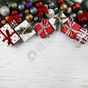墙纸庆典礼品盒和面包的圣诞节组成雪花图片