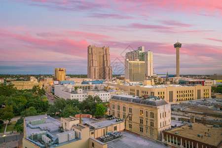 安东尼奥区镇美国得克萨斯州SanAntonio市中心的顶端景色图片