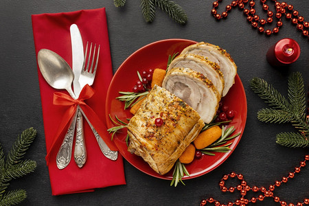 食谱新鲜的云杉节庆圣诞礼堂餐盘的成分图片