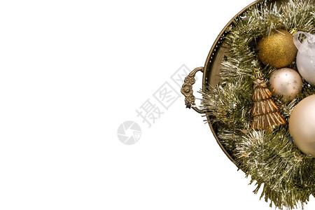季节装饰风格快乐的白色背景上孤立的圣诞装饰金色设计闪耀着白背景上孤立的圣诞装饰金色设计图片