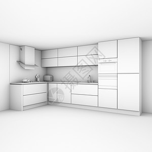 新的白色内部版本AO的现代厨房柜子白色的干净橱柜图片