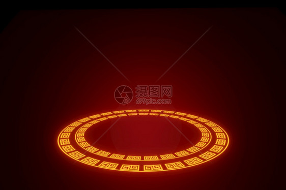 太阴快乐新年三维背景投影的GOLD圆环光亮日框架亚洲人现代的图片