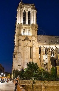 哥特自然法国巴黎日落时外露面观圣母大教堂陛下圣母殿建造背景图片