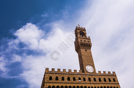 镇佛罗伦萨的帕拉佐维奇奥巨塔地标天空图片