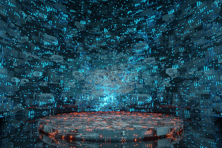 3D背景提供光亮空间背景未来舞台抽象技术隧道走廊牵引蓝色现代科学神经设计发光空黑暗房间内地混凝土板插图铸造激光外星人船舶3D黑色图片