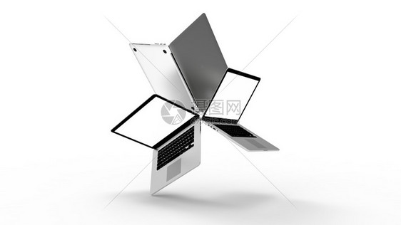 银互联网在白色背景上隔离的现代笔记本电脑3D说明药片图片