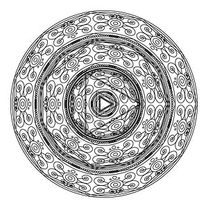着色书曼荼罗装饰黑白圆形轮廓装饰不寻常的花形东方和抗压疗法图案着色书的曼荼罗瑜伽标志设计元素治疗放松模式图片