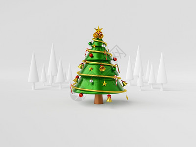 诺埃尔形象的红色白背景圣诞树明信片3d插图图片