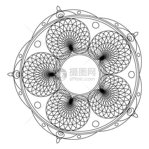 彩色书籍装饰黑白圆形花朵首饰非常规花型东方和反压力治疗模式的Mandalas彩色书籍装饰黑白圆桌面花牌首饰东方和抗压力治疗模式瑜图片