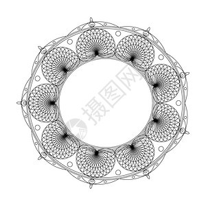 纹身程式化的黑色彩书籍装饰黑白圆形花朵首饰非常规花型东方和反压力治疗模式的Mandalas彩色书籍装饰黑白圆桌面花牌首饰东方和抗图片