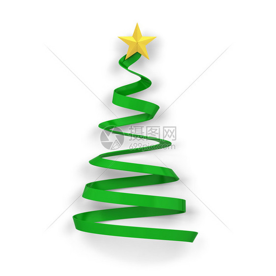 前夕带有恒星3d插图的最小式圣诞树象征图片