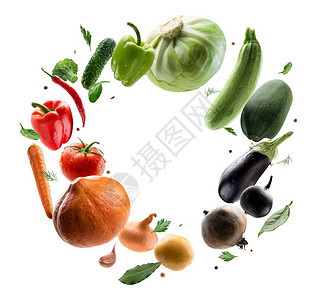 洋葱大蒜卷心菜白色背景上的大套孤立蔬菜白色背景上的大套孤立蔬菜图片