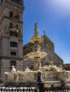 巴洛克式喷泉使徒墨西拿大教堂视图意利西里岛墨拿大教堂意利西里岛图片