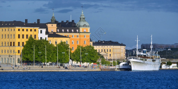 马拉伦请享用户外Riddarfjarden城市景观斯德哥尔摩瑞典斯堪的纳维亚半岛欧洲图片