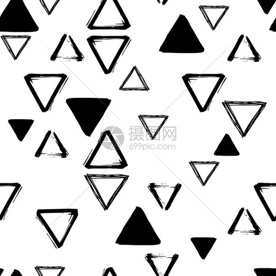 为了形象的马赛克手绘三角形的无缝几何装饰品可用于布料和背景材图片