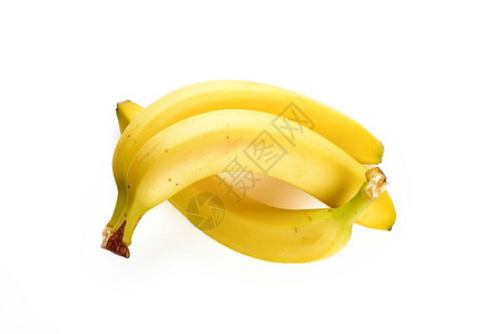 三个美味的黄色香蕉白底孤立在色背景上热带绿成熟图片