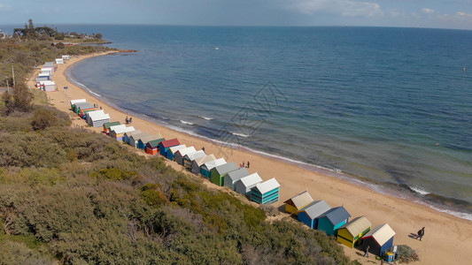 水平的房屋BrightonBeachBoxes澳大利亚维多州冬季空中全景令人惊叹的图片