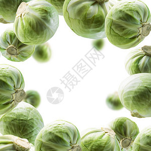 农业框架节食绿色卷心菜漂浮在白色背景上绿卷心菜漂浮在白色背景上图片