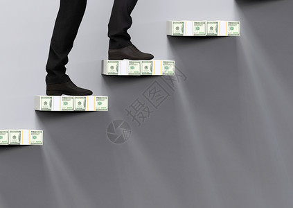 3d使一个商人谁爬上10美元的楼梯成功实现经济目标在10月日步男人财富图片