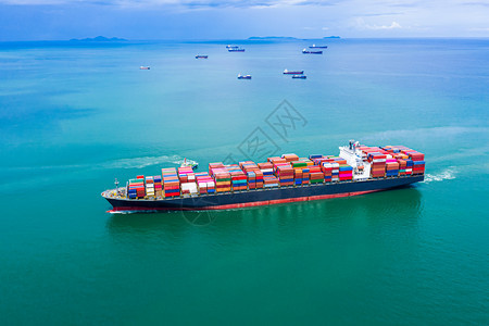 从泰国空中观点看际海洋令人惊恐运货物集装箱进出口运输从泰国航空角度分析的运货集装箱进口和出运输惊吓服务大部分图片