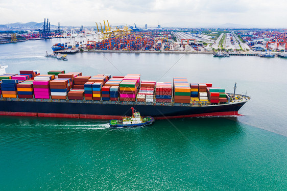 贸易物流从泰国空中观点看际海洋令人惊恐运货物集装箱进出口运输从泰国航空角度分析的运货集装箱进口和出运输国际的图片