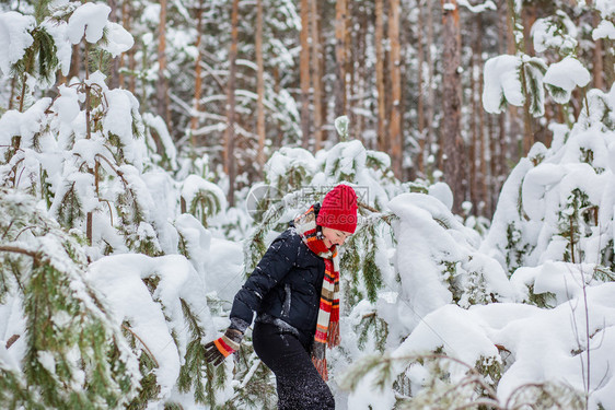 圣诞节父母森林雪树中的女孩家庭冬天在树林中散步森雪树中的女孩家庭在树林中散步白种人图片