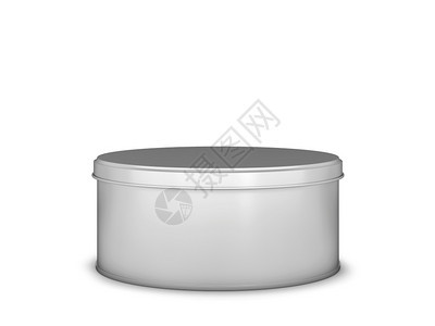 美丽白锡可用作食品或化妆的金属容器白色背景上孤立的3个插图盒子糖果图片