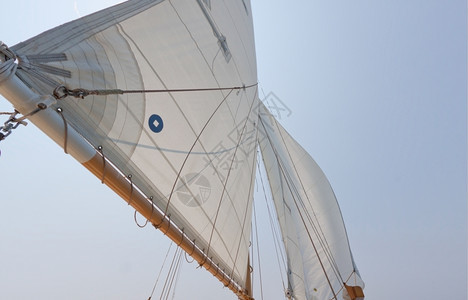 帆船赛私人游艇的吊杆帆和操纵风景导航索具图片