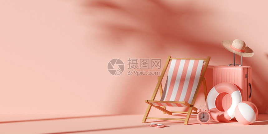 配件假期暑概念海滩椅和旅行附件最少3个插图季节图片
