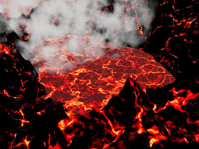 爆发靠近活火山和小烟雾的心脏中央处火山学黑暗的图片