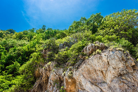 Kohkham山和蓝天空美丽的景观早晨图片