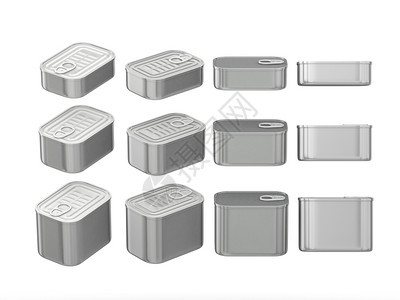 团体一套不同尺寸的铝矩形锡罐一般可用各种食品产空白标签包装可以用于设计或艺术品剪切路径包括xA为设计或美工准备作空白的图片