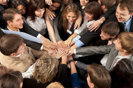 成功的商业团队携手合作伸出角度伙图片素材