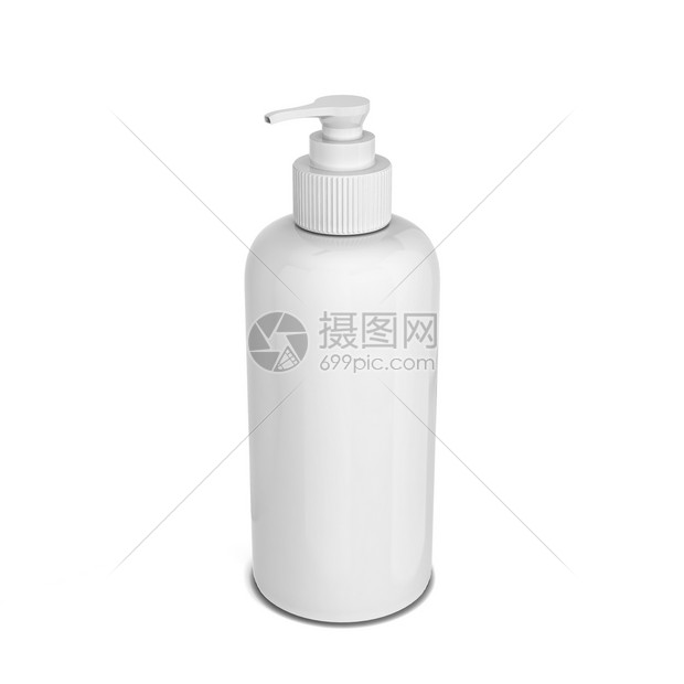 皮肤香水瓶液体化妆品的空瓶子3d插图以白色背景隔离图片
