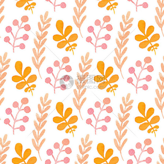 橙夏天水彩秋季无缝图案亮漆背景可用于包装纸和面料设计水彩秋季无缝图案可用于包装纸和面料设计坠落图片