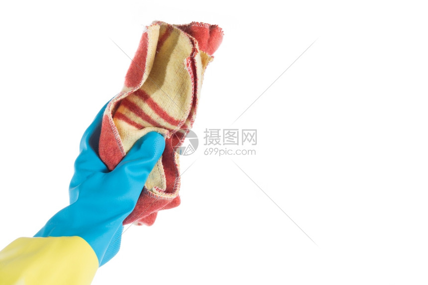 洁净家务手拿套和布清洁尘土抹图片