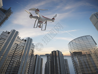 无人机器空中摄影或录像拍的无人驾驶飞机行智力图片