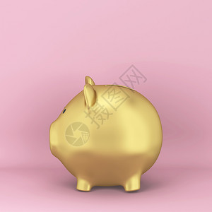 金融的安全花生小猪银行为在粉红背景上存钱3D插图图片