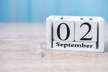 提醒木头9月2日白色历的9月2木本背景复制版文空间2019年劳动节快乐和假日概念国民图片