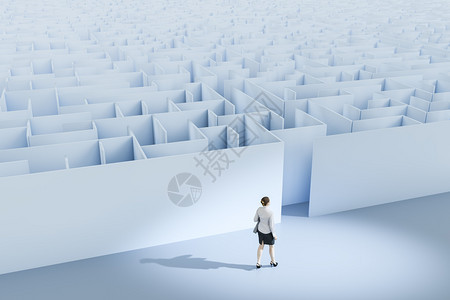 专家3d说明迷宫一名商业妇女渲染中央图片