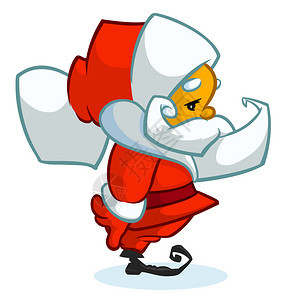 卡通片克劳斯圣诞老人字符在白色背景矢量插图复古圣诞贺卡放图片