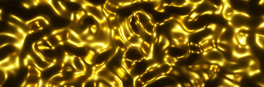抽象的金色液体波背景全动画3d翻譯反射波纹闪亮的图片