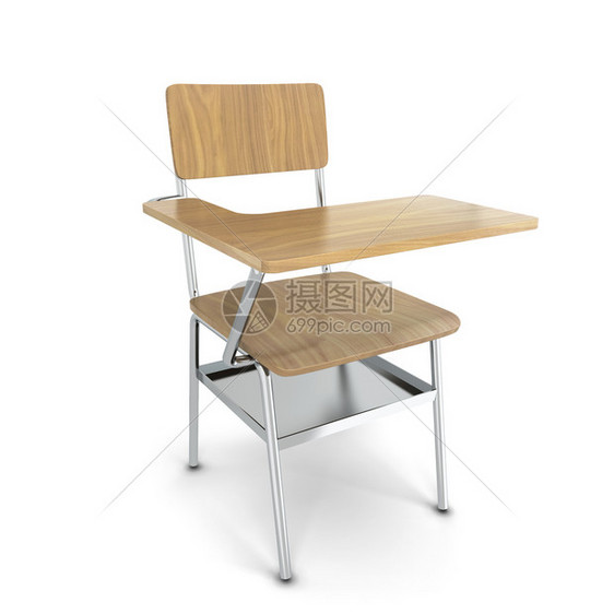 桌面椅子以白色背景孤立的3号课桌插图金属图片
