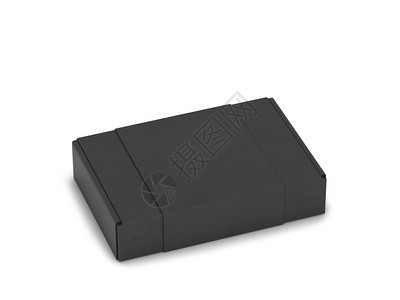 晋升品牌推广薄饼包装盒模型3d插图白色背景上孤立的空白袋纸图片