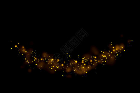 派对金色闪光粒子灯黑色背景的线索和斑点抽象线条火花纹理星尘踪迹图片