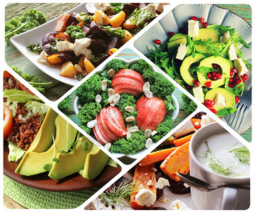 可口美味的谷物健康早餐设备蔬菜营养沙拉植物食品图片