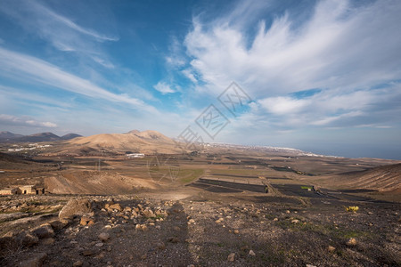 从Femes的观点看兰萨罗特地貌西班牙加那利群岛干旱海岸屿图片