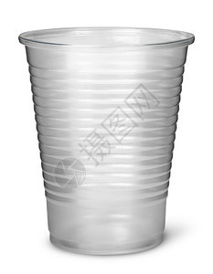 扔白色背景上垂直隔开的单一塑料杯子马克早晨图片
